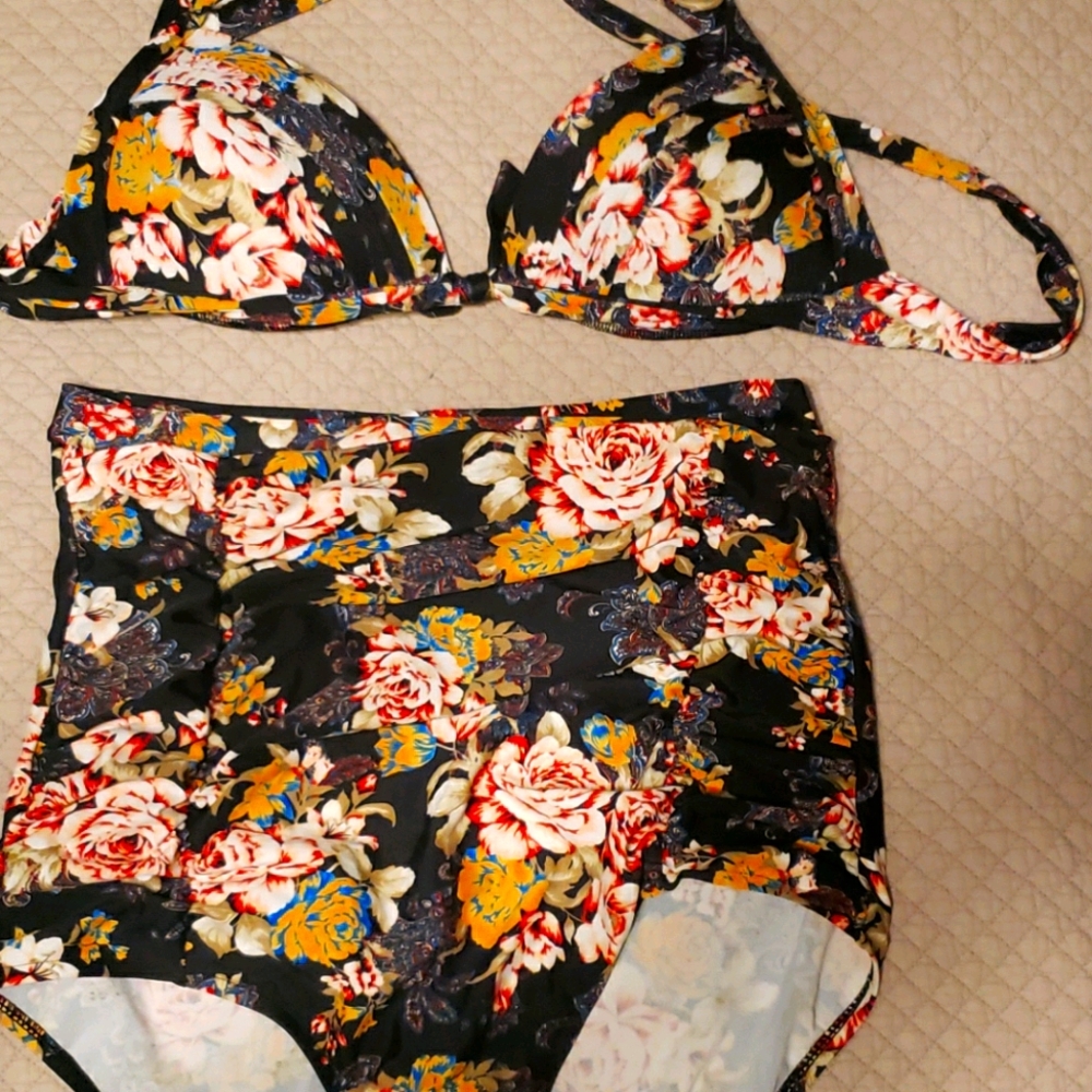 Floral high waisted bikini